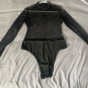 Lrady Womens mesh turtleneck bodysuit